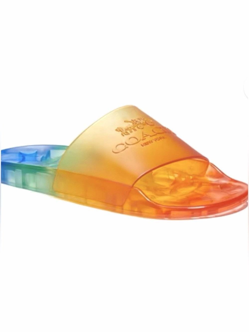 COACH Ulyssa Translucent Rainbow Ombré Slide Sandals Size 8